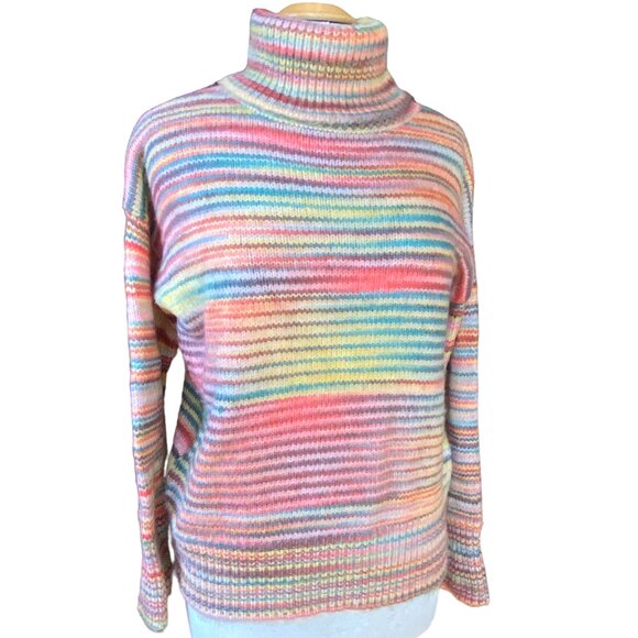 Love Token Holly Space Dye Turtleneck Sweater Sz S Multicolor Coastal Winter - Picture 13 of 13